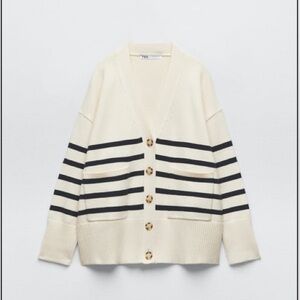 Striped knit cardigan